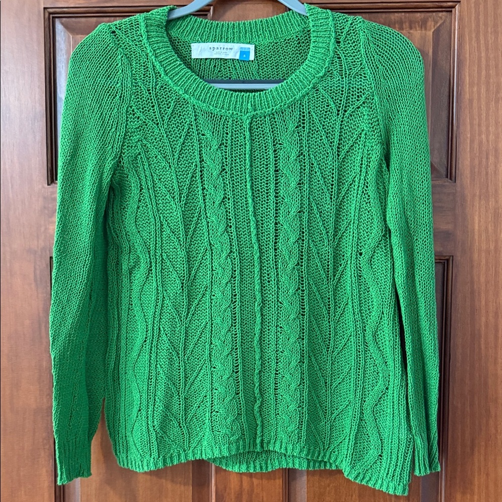 Sparrow Leaf Green Cable Knit Sweater